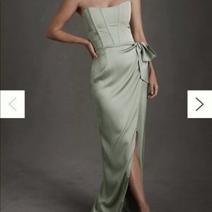 V. CHAPMAN JUNE CORSET FRONT-SLIT GOWN